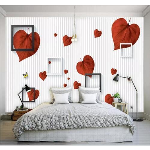 Custom 3d wallpaper modern minimalist leaf TV background wall decorative painting waterproof material
