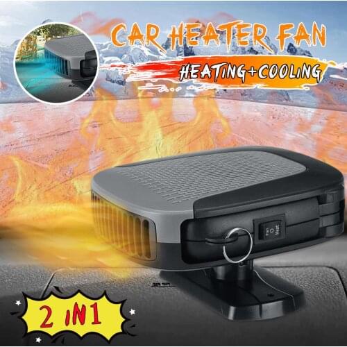 800W 12V Auto Car Heater Defroster Demister Portable Electric Heater Windshield 360 Degree Rotation ABS Heating Cooling Fan