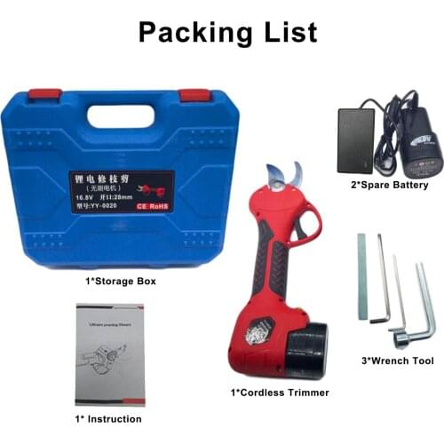 US UK EU Plug Handheld Pruning Shear Cordless Cutting Diameter Professional Electric Pruning Shears With Two Lithium Batteries