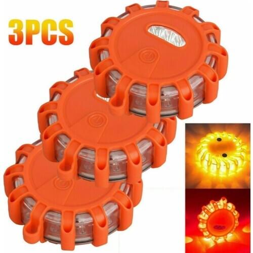 IP44 LED Road Flare LED Safety Flare Flashlight Magnet Flashing Warning Red Lights 3pcs/Set In Bag Car Roadside Emergency Flares