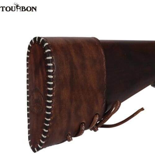 Tourbon Hunting Rifle Gun Buttstock Recoil Pad Handmade Leather Shotgun Cheek Rest Adjustable Shoulder Gun Accessories Shooting