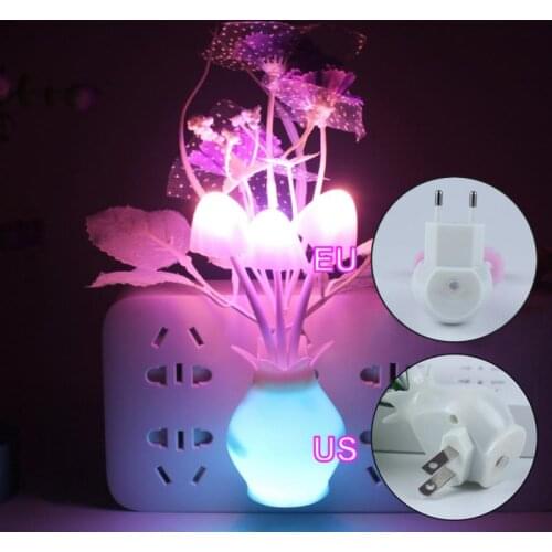 Smart Light Sensor Romantic Flower Mushroom Lamp Led Lamp Led Light LED Night Plug-in Wall Lamp Home Illumination US/EU Plug Hot