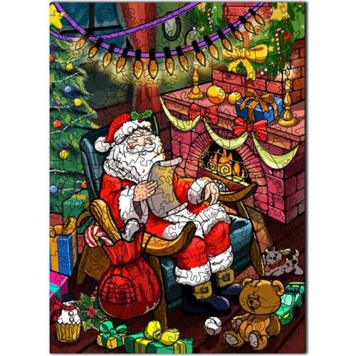 Merry Christmas 3D Wooden Puzzle Games Wooden Jigsaw Puzzle For Adults Kids Educational Toys Interactive DIY Wood Crafts Gifts