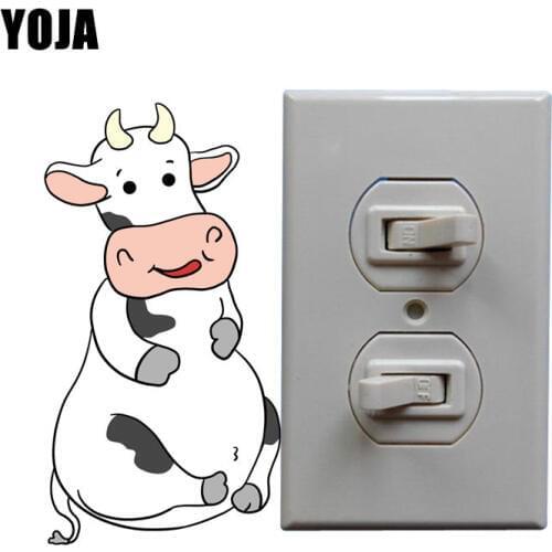 YOJA Fat Dudu Cartoon Cow Colored Sparrow Decor Wall Switch Sticker Living Room Bedroom Decals Personalized 8SS0804