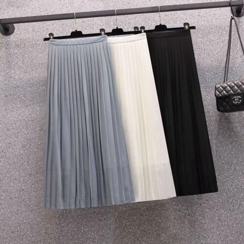 Large Size High Waist Skirt A-line Solid Summer Skirt Chiffon Midi Skirt Sarafan Faldas Mujer Moda 2021 Clothes For Women