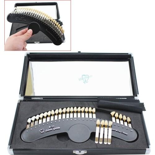 1pcs 27 Color Dental whitening 3D Shade Guide Comparator Mirror tooth Plate Dentistry Teeth Bleaching Comparator