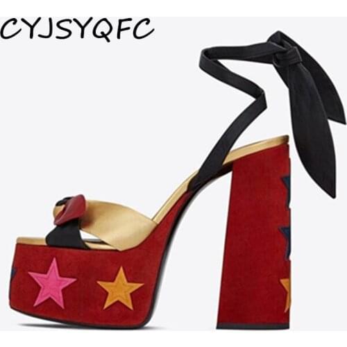 CYJSYQFC Womens Sandals High Platform Chunky Heels Shoes Sexy Runway Show Thick Bottom Sandals Peep Toe Ankle Strap Party Shoes