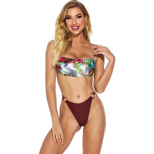 Ladies Leopard Swimwear Sexy Swimsuit For Women Designer 2021 High Waist 2 Piece Swim Suit Tops String French Bikini Beach
