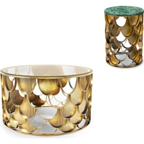 Coffee table basse de salon стол журнальный столик escritorio mesa de centro mesa gold round stainless steel +corner small table