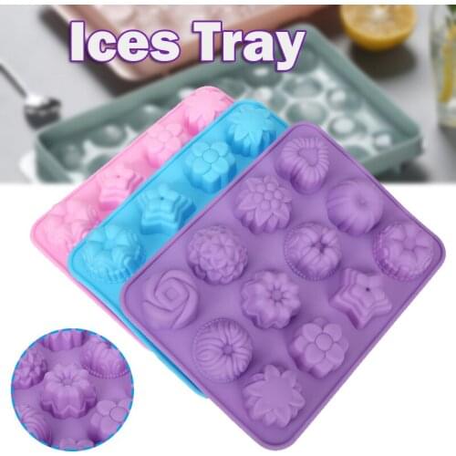 12 Cavity Assorted Silicone Flower Soap Mold DIY Ice Cubes Mold Handmade Chocolate Biscuit Cake Muffine Mould SDF-SHIP