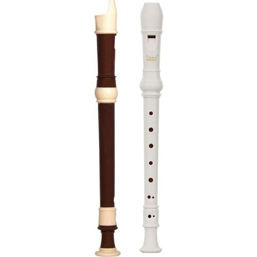 Irin 2 Set Abs Recorder Soprano Clarinet Long Flute Baroque Recorder Fingering Musical Instrument (Coffee & White)