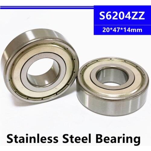 4pcs/10pcs S6204ZZ 20*47*14mm Stainless Steel Deep Groove Ball Bearing 20x47x14mm SB6204ZZ S6204 S6204-2Z