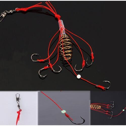 4pcs/lot Fishing Hooks Explosion High Carbon Steel Sharp Hook Fishhooks Red Fishing Accessories Sea Monster With 6 Strong Hooks