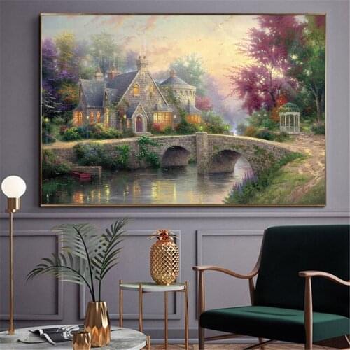 Lighthouses Abstract Oil Painting Canvas Prints Mountain Landscape Posters and Prints Wall Decor Lamplight Nature House Cuadros