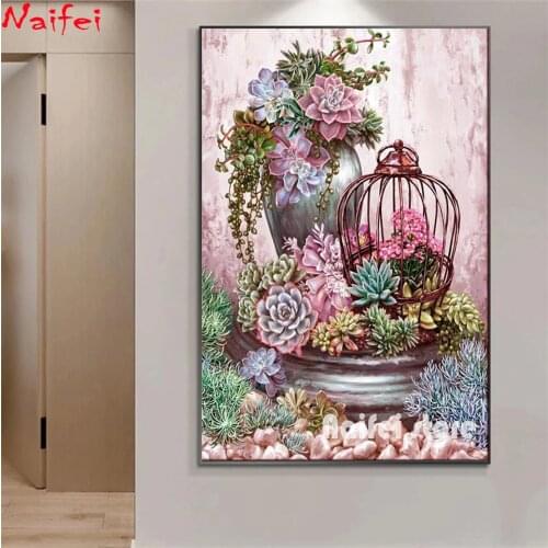 Succulent Plant DIY 5D Diamond Painting Full Square Round Drill Diamond Mosaic Embroidery Flower Cactus Rhinestone Decoration