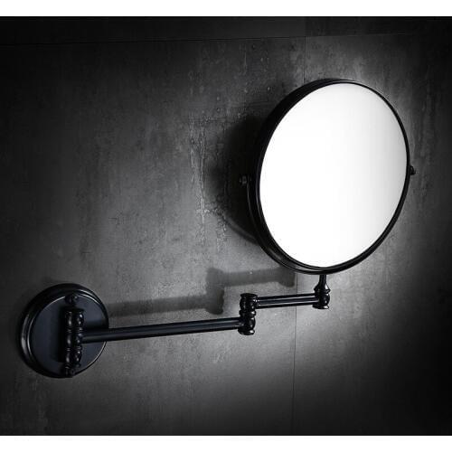 Antique Black Copper Bathroom Mirror Wall Mounted European Retro Bathroom Flip Telescopic 8 Inch Folding Bathroom Mirror