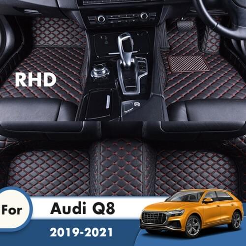 RHD Custom Car Floor Mats For Audi Q8 2021 2020 2019 Car Accessories interiors Carpets Car Styling Leather Waterproof Foot Pads