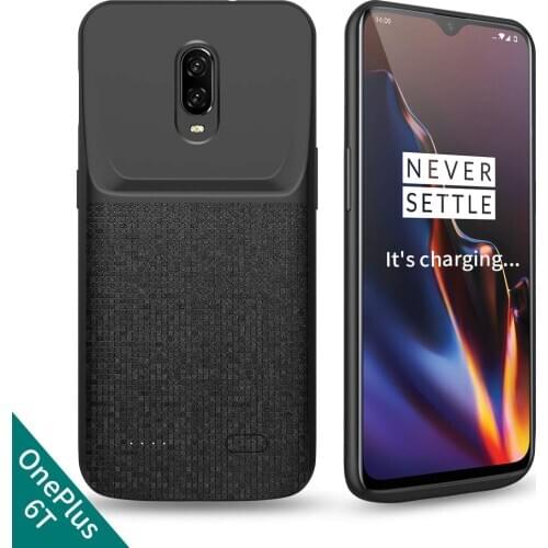 NEWDERY for One Plus 6T Battery Case 4700mAh Extended Charger Case with TPU Raised Bezels, Portable slim Charging Case Cover C