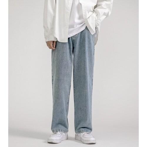 Mens Jeans Fashion Loose Straight New Casual Wide Leg Pants Cowboy Mans Streetwear Korean Hip Hop Trousers 5 Colors