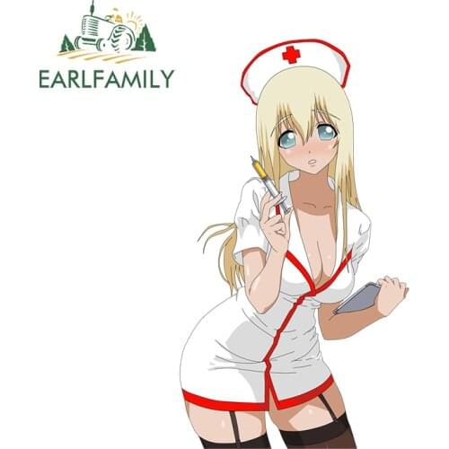 EARLFAMILY 13cm x 7.3cm For Sexy Nurse Anime Car Stickers Car Refrigerators Campervan Decal Vinyl Funny Laptop Motorcycle Decor