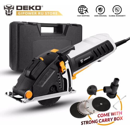 DEKO QD6905 Mini Electric Circular Saw Power Tool with Laser Guide, 4 Blades, Dust Passage, Allen Key, Auxiliary Handle, BMC Box