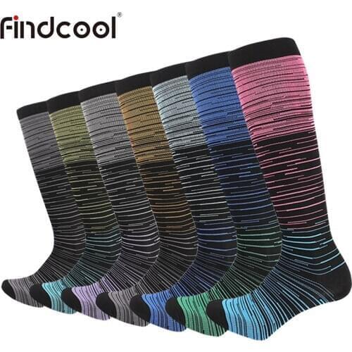 Findcool 7 Pairs Compression stockings Running Basketball Football Socks Nylon Anti-swelling Stretch Outdoor Compression Socks