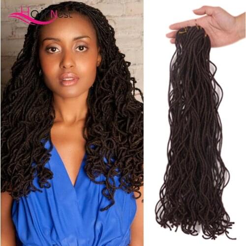 Hair Nest 18 Inch Wave Faux Curly Locs Crochet Hair Crochet Braid Synthetic Braiding Hair Extension Soft No Shed 30pack Black