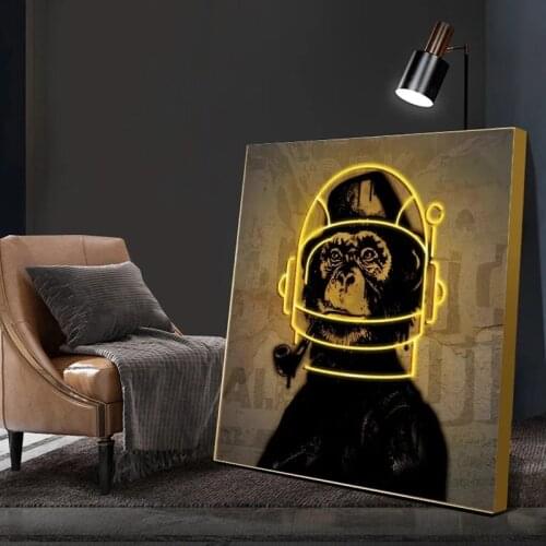 Graffiti POP Art Smoking Monkey Pitures Animals Canvas Painting Oil Painting Poster Modern Wall Art in Livingroom Decor Home
