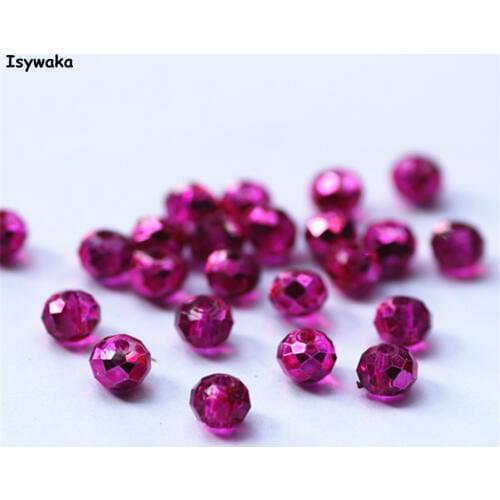 Isywaka Ran Rose Color 4*6mm 50pcs Rondelle Austria faceted Crystal Glass Beads Loose Spacer Round Beads for Jewelry Making