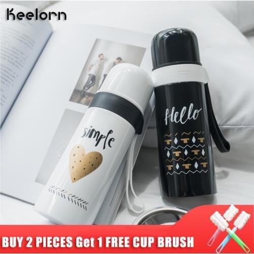 Keelorn 350ml Stainless Steel Vacuum Flasks Thermoses Cup Portable Fashion Shape Stainless Steel Thermal Insulation Vacuum Cups