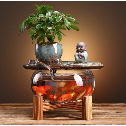 Office decoration aquarium box decoration aquarium fish tank Small fish tank Circulating ecological landscape decoration