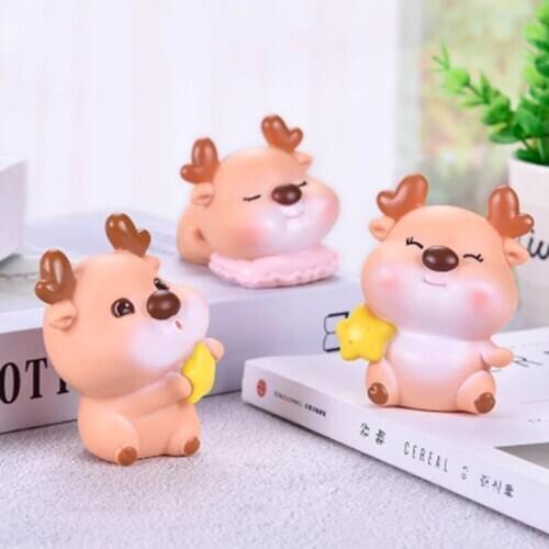 ZOCDOU 1 Piece Cute Deer Small Statue Little Figurine Crafts Figure Ornament Miniatures
