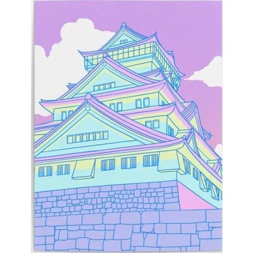 Modular Prints Pictures Osaka Castle Home Decoration Painting Canvas Building Cartoon Poster No Frame Wall Art For Living Room