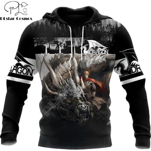 Dragon Knight Armor 3D Printed Men Hoodie Autumn and winter Unisex Deluxe Sweatshirt Zip Pullover Casual Streetwear KJ403