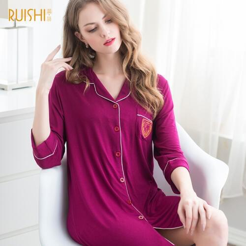 New Autumn Style Women Sleepwear Cotton Print Sexy Sleeping Dress Nightgown For Ladies Womens Home Clothes Sleepwear
