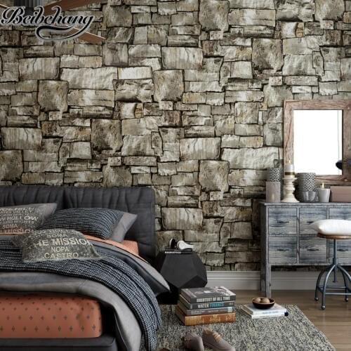 Beibehang Wallpaper Retro Nostalgic Marble Stone Bar Cafe Industrial Wind Wallpaper Simulation Brick Wallpaper papel de parede