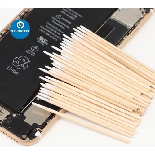 50pcs Disposable Cotton Swabs Superfine Dustless Brushes Wood Cleaning Swab for Phone Charging Port Hole PCB Glue Remove Tools