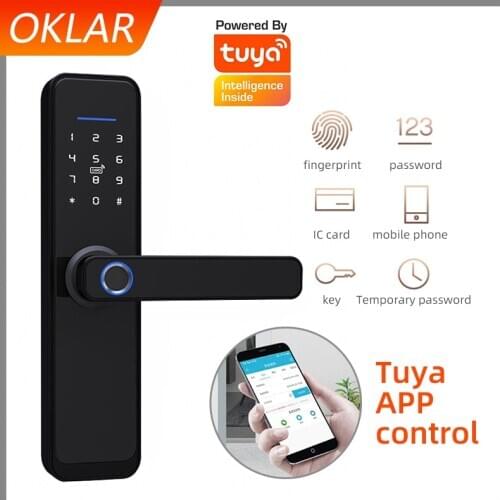 OKLAR Smart Tuya APP Digital Fingerprint Lock Password Card Key Wifi Smart Door Lock Office Intelligent Lock Security Home