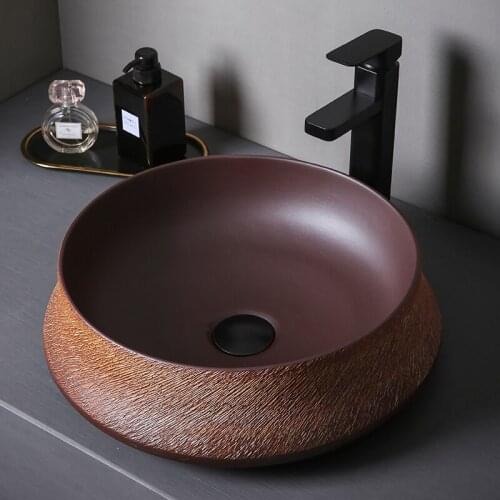 Oval Bathroom Sinks Art Ceramic Vessel Washing Basin Bowl For Bathroom Or Balcony Restoring Ancient Ways Sink