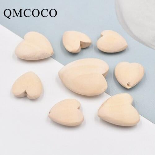 DIY 10Pcs Natural Color Heart-Shaped Wooden Chips Handmade Custom Environmentally Handicraft Pendant Earring Jewelry Accessories