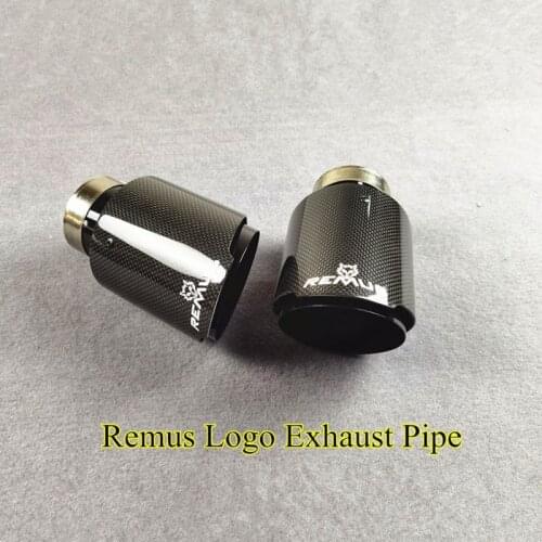 REMUS 1 Piece Shiny Carbon Exhaust Tail Pipe For All Cars Glossy Black Stainless Steel Back Exhausts System Muffler