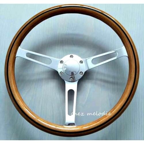 Top wood quality with black line 38cm universal vintage classic wood bus racing car steering wheel with horn button handmade