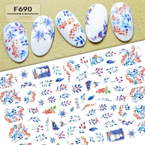 3D Nail Sticker Decals Self-adhesive Design Stickers for Nails Colored Flowers Grass Stickers for Manicure Nail Art Decoration