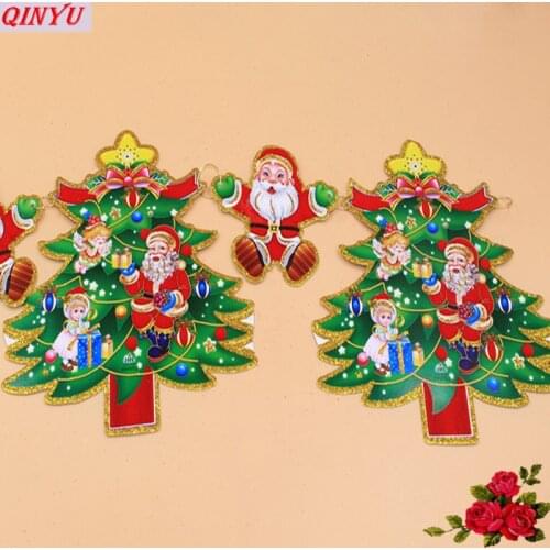 Mix Color New Printed Santa Claus Hand In Hand Pennants Shaped Banner Flag for Christmas Festival Night Party Decoration 6ZHH069