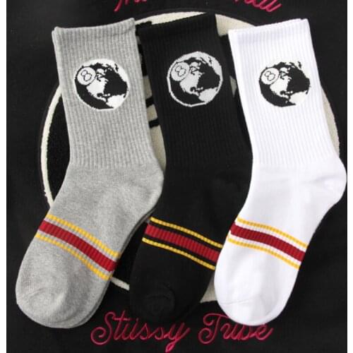 Crew Street Fashion Socks Stripe Cartoon Cartoon Big Ball Striped Black Eight Miracle Earth Globe 8 Magic Academy Magical School