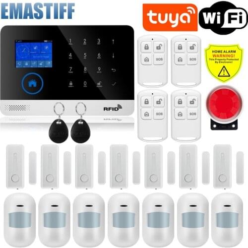 Tuya WiFi GSM home Security Protection smart Alarm System Touch screen Burglar kit Mobile APP Remote Control Arm and Disarm
