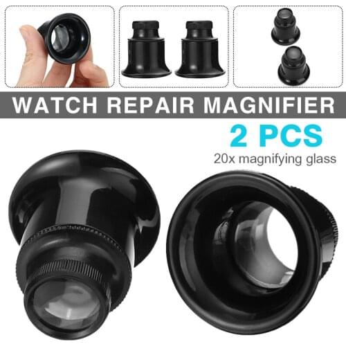 2pcs 20X Watchmaker Magnifying Eye Glasses Loupe Tool Watch Repair Magnifier Watchmaker Loupe Watch Repairing Tool