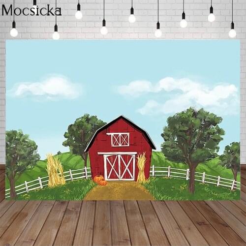 Farm Birthday Party Decoration Backdrops For Photography Children Red Barn Farmer Background Photo Studio Props Baby Shower