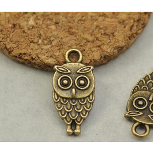 Vintage diy accessories vintage handmade diy material ancient bronze double faced 9x18mm30 owl Pcs