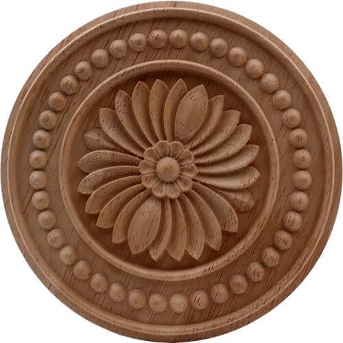 VZLX Practical Boutique Rubber Carved Onlay Applique Unpainted Furniture for Home Door Cabinet Decoration Wood Color Figurine